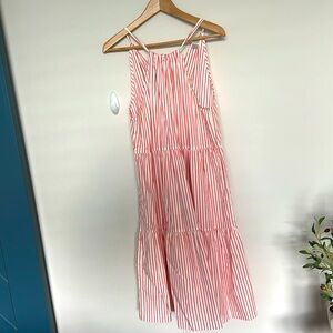 A New Day Red and White Tiered Halter Midi Sundress